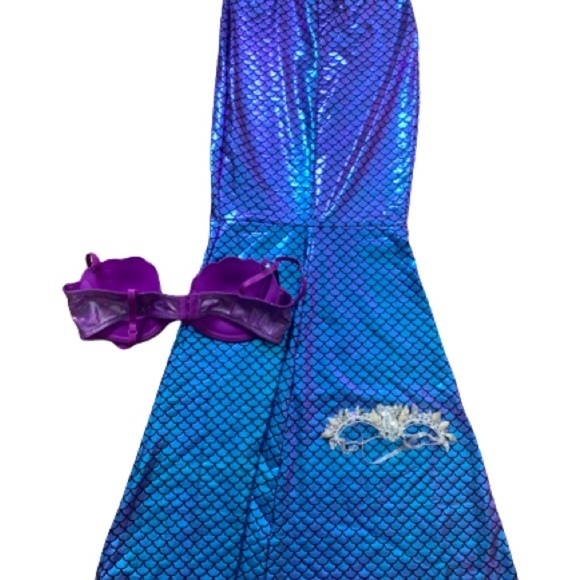 SPIRIT HALLOWEEN Mermaid Dress Up 3 Piece Costume Purple/Pink Size Small 4-6 - Picture 4 of 8